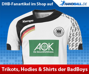 Hol dir die DHB-Trikots, Shirts und Hoodies der deutschen BadBoys